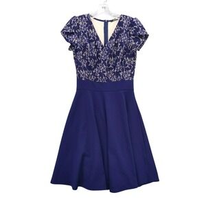 MIUSOL Fit and Flare Dress Lace Top V-Neck‎ Party Cocktail Dress Small